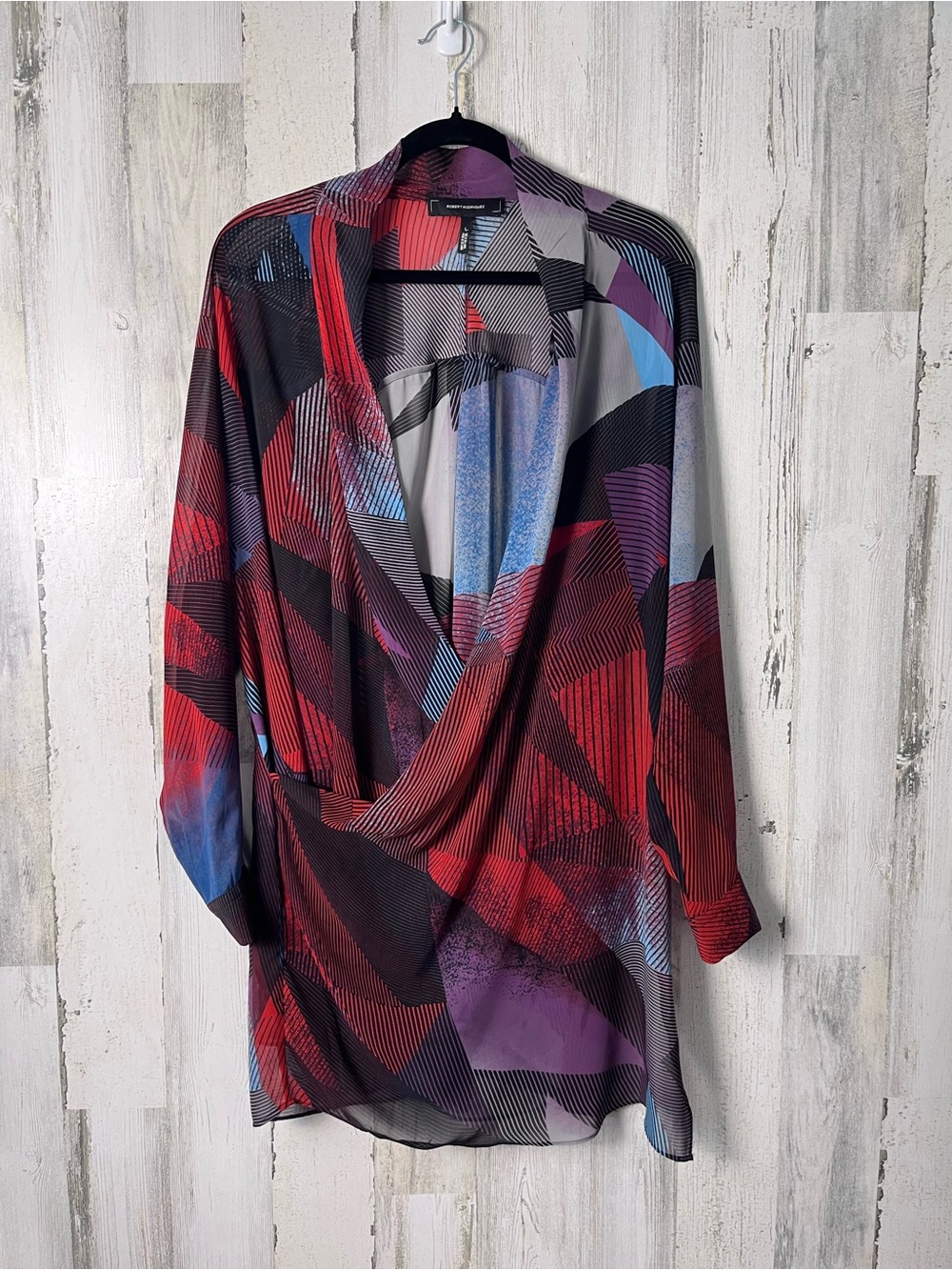 Robert Rodriguez Multicolor Abstract Stripe Blouse Large